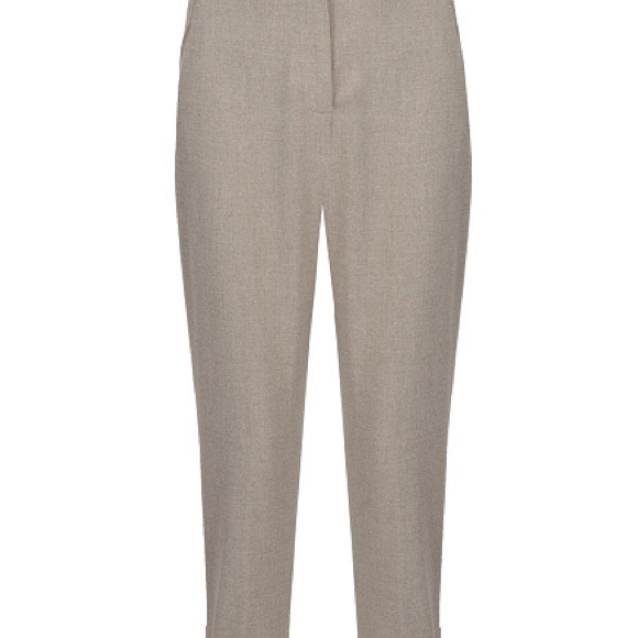 PESERICO Beige High-waisted Wool Pants/Trousers with Knit Cuff Hem - Picture 4 of 15
